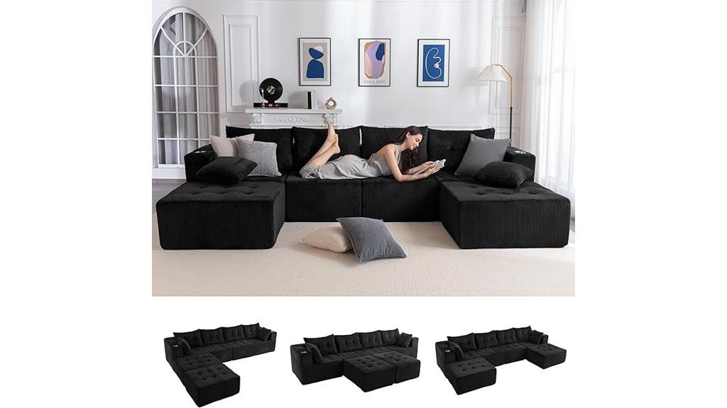 black modular sofa set