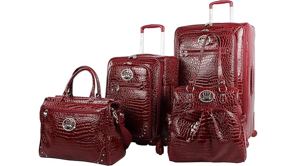burgundy croco pvc luggage