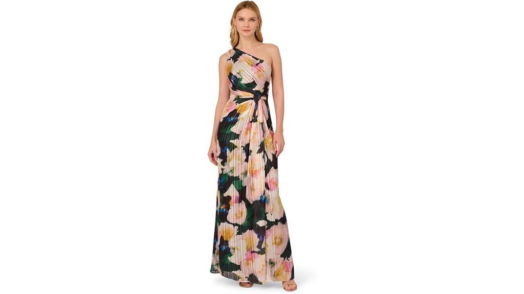 elegant one shoulder chiffon gown