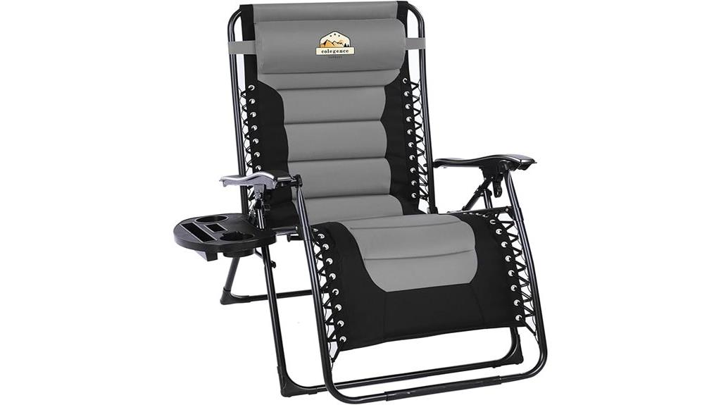 large cushioned zero gravity chair