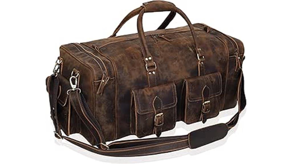 large leather travel duffel