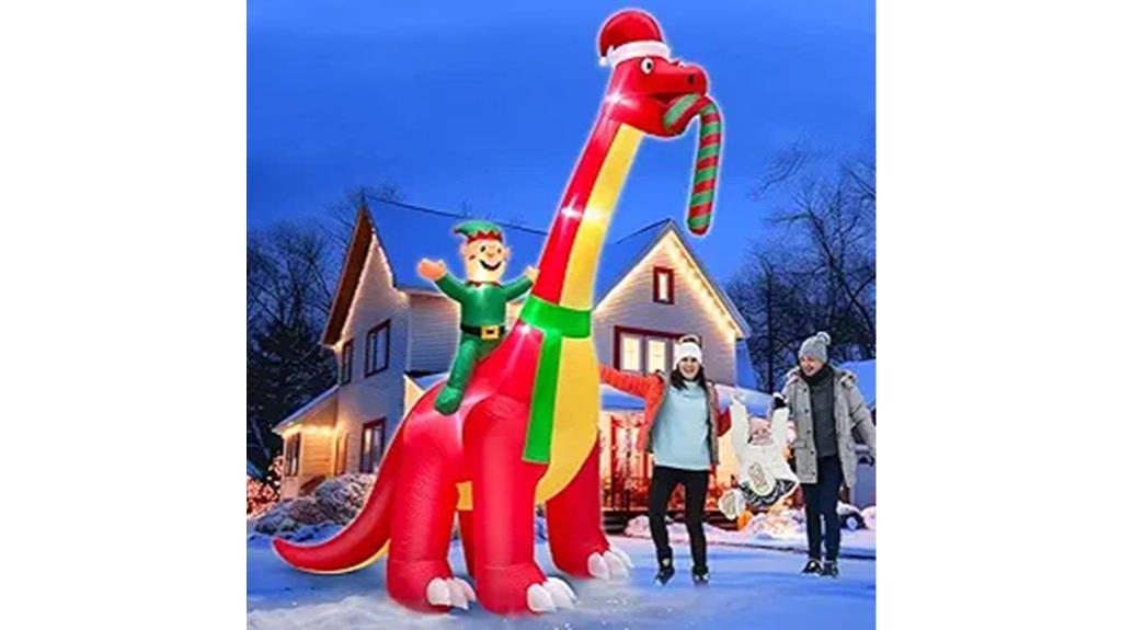 large santa dinosaur inflatable