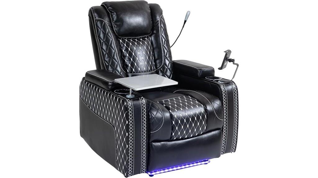 luxury leather recliner with features