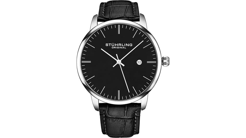 men s black leather watch