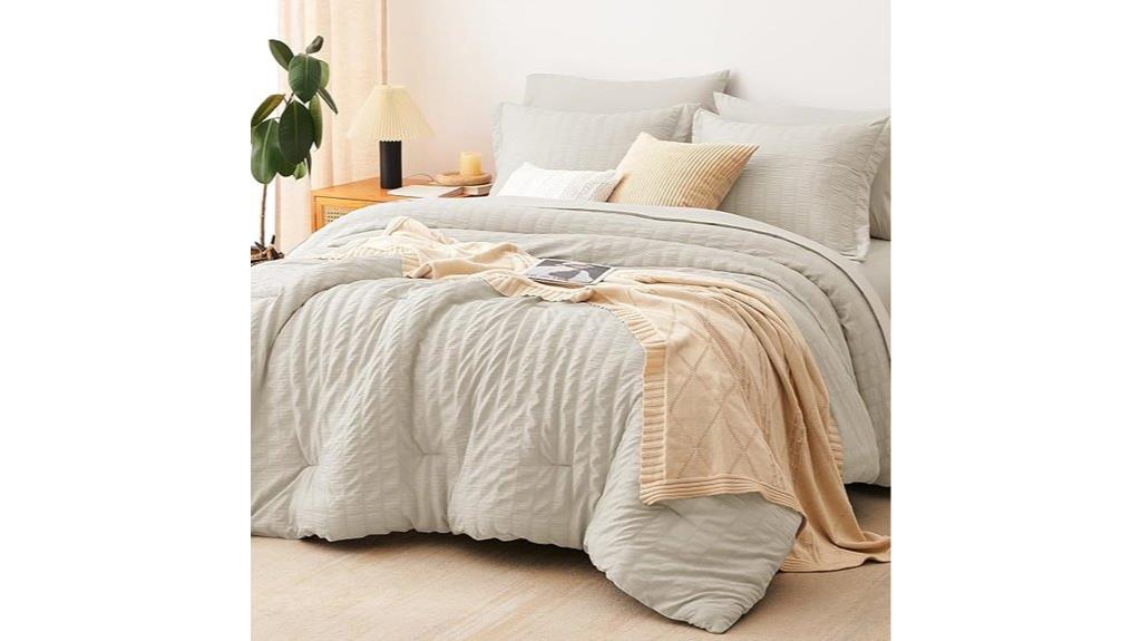 oatmeal seersucker bedding set