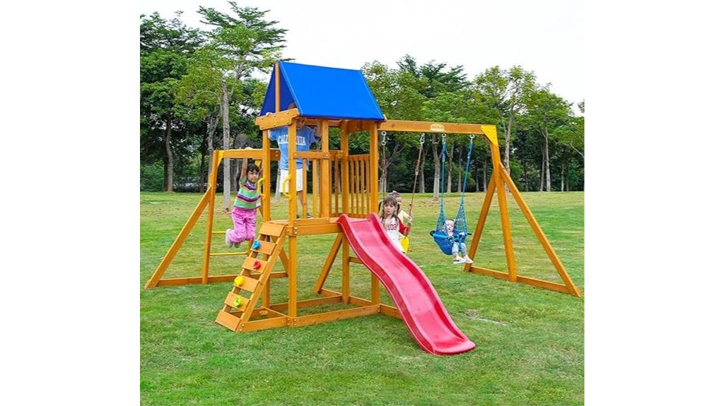 outdoor wooden playground set