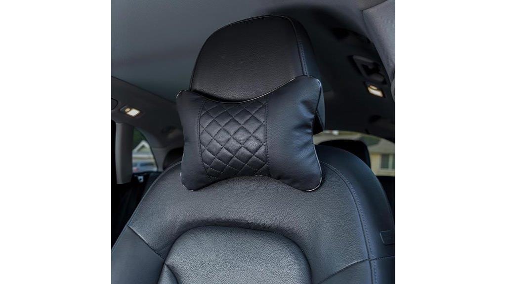 pair of quilted faux leather headrest pillows