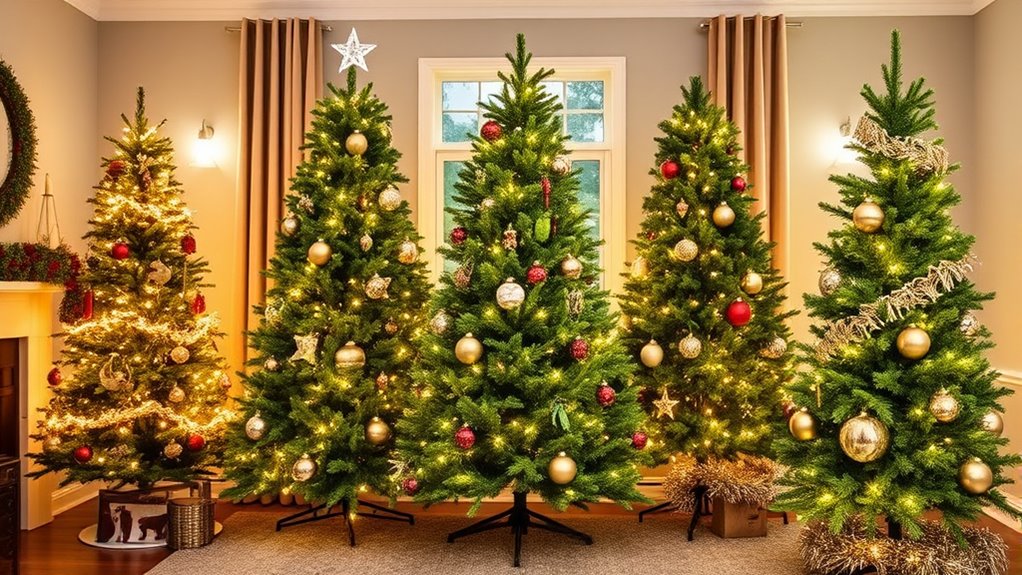 realistic pre lit christmas trees