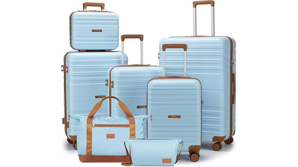 seven piece spinner luggage set
