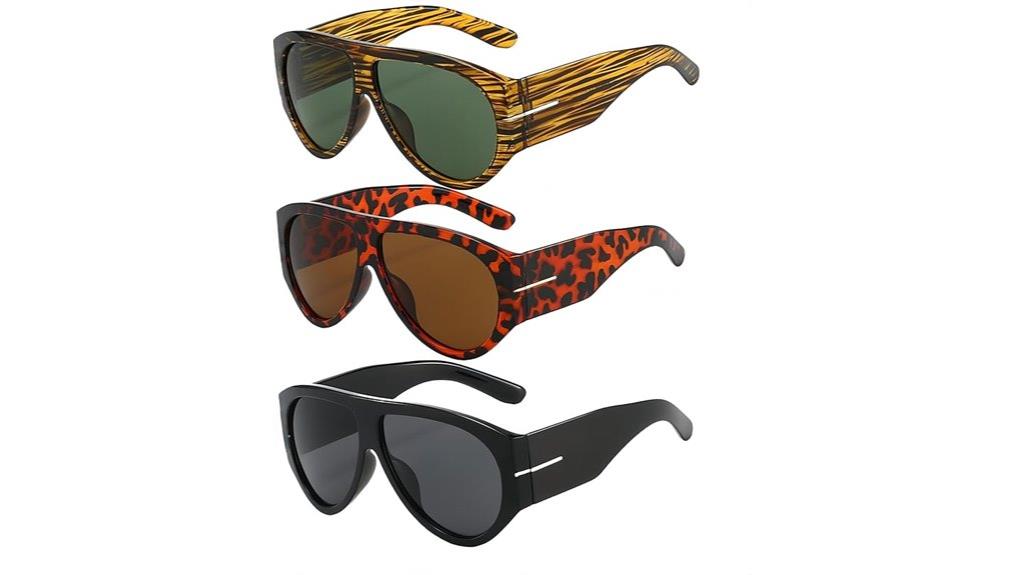 three large aviator sunglasses