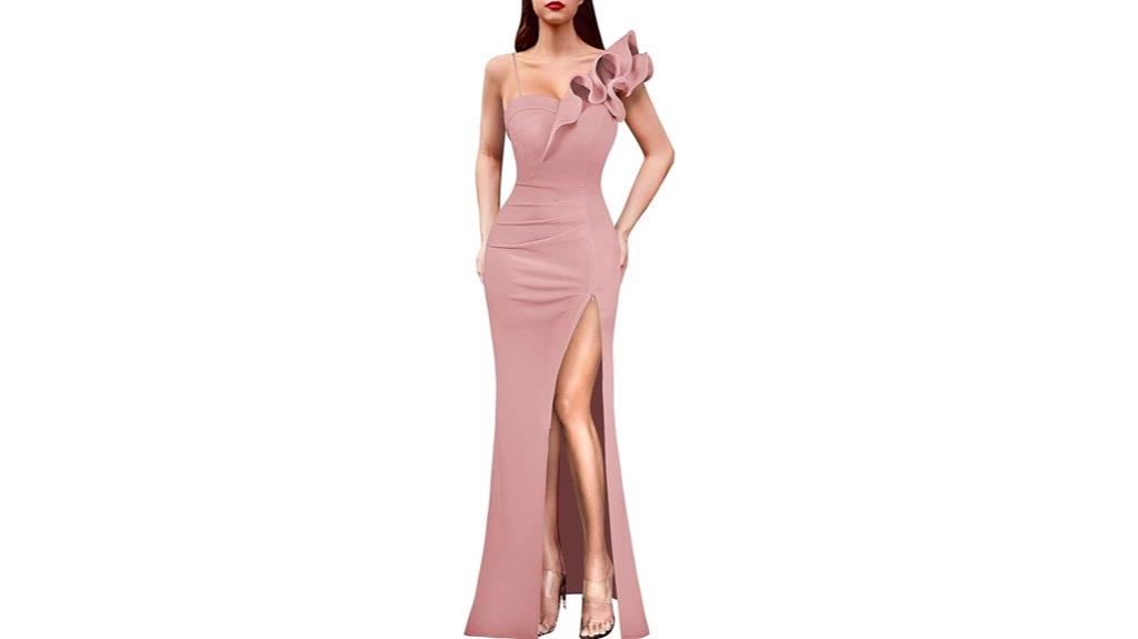 women s ruffle one shoulder dress